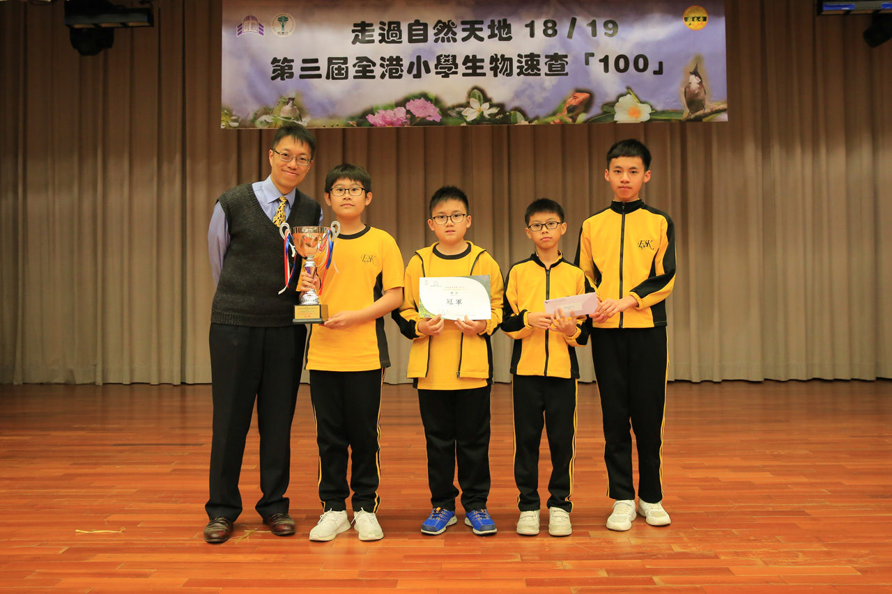 九龍靈光小學(EN1819_30)以破記錄的72分勇奪冠軍，從可風中學呂兆璣副校長手上獲頒冠軍獎盃、獎狀及共值$1200之書券。